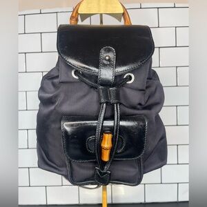 Authentic Gucci Bamboo Black mini backpack vintage